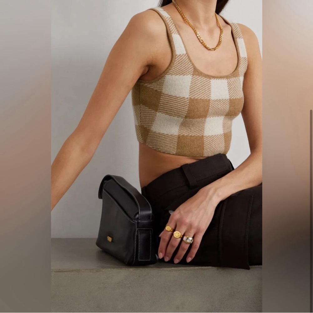 Reformation Fonte Plaid Tank + Sweater Set - Gossamer / Camel Check - Picture 2 of 5
